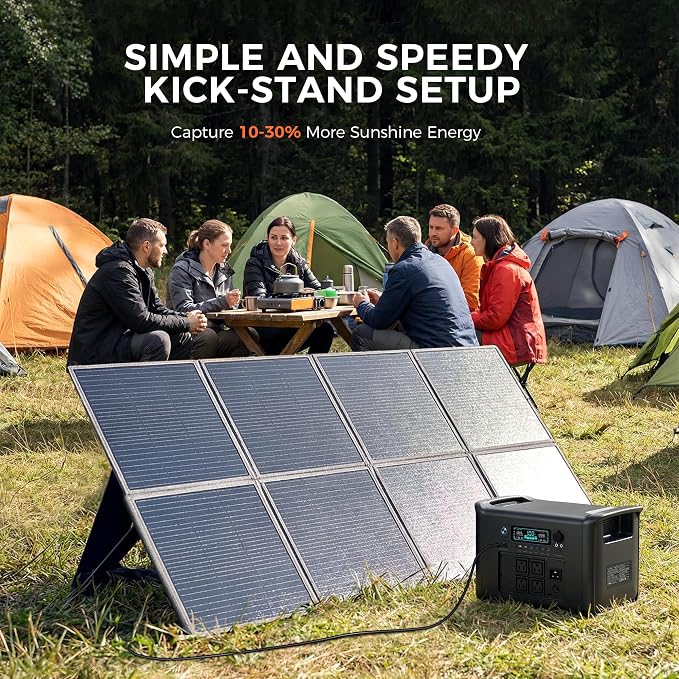 400W Portable Solar Panel for Power Station, 36V Foldable Solar Charger with DC/XT60/Anderson Cable & QC3.0 USB Outputs, 23% High Efficiency IP65 Waterproof Kickstands for Outdoor Camping RV