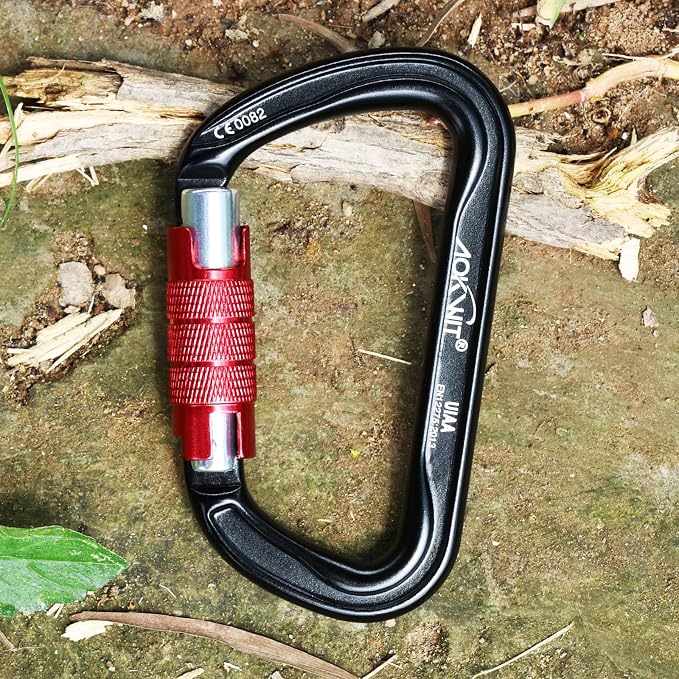 30KN Auto Locking Carabiner Clip Twist Lock UIAA Certified Large Climbing Carabiner Heavy Duty Carabiner for Rock Tree Climbing Rappelling Mountaineering Caving Rescue Arborist Aerial Yoga