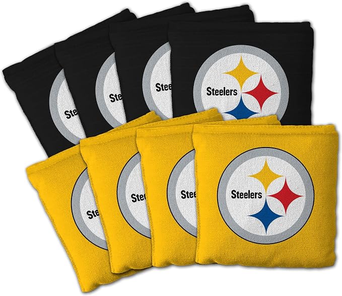 YouTheFan Officially-licensed NFL Set of 8 Cornhole Bags - All Weather Dual Sided Slide & Stop - regulation size