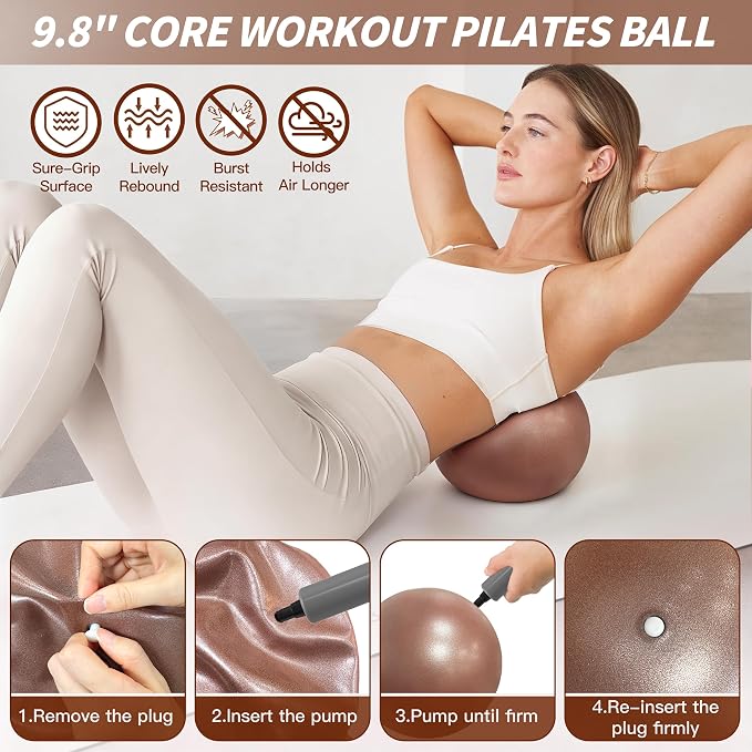 NANATI Pilates Kit, Home Pilates Workout Kit for Women, Pilates Equipment with 14.5" Pilates Ring and Ball, Resistance Bands, Ankle Weights, Sliders & Grip Socks for Home Workouts