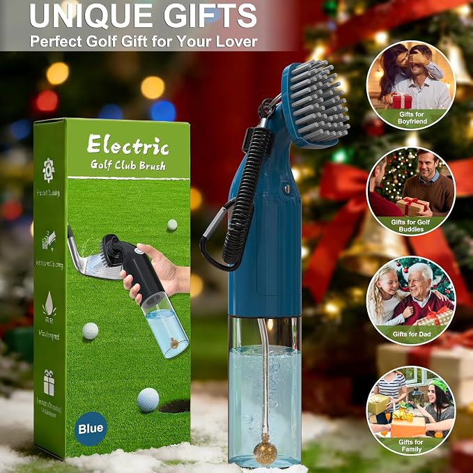 Kiss Core Electric Golf Club Cleaner Brush: AA Battery Powered for Effortless Cleaning - Golf Club Brush for Golf Accessories - Holds 5oz Water - Magnetic Clip - Golf Gifts for Golfer Men