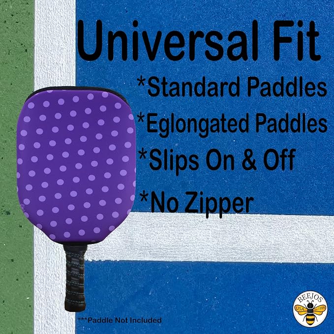 BeeJos Women's Polka Dot Collections: Premium Slip-On Pickleball Paddle Cover-Fits Standard Size Paddles-Zipperless (Paddle not Included) 6 Color Variations