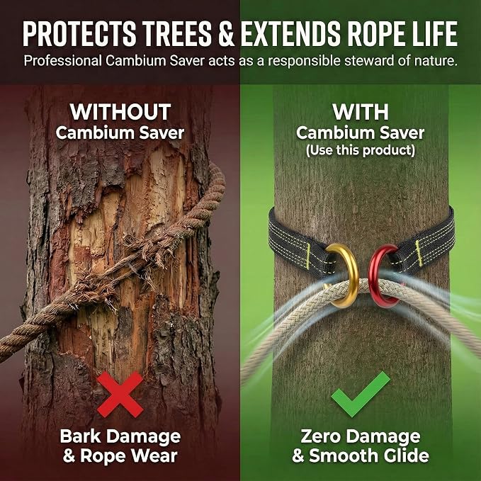 Tree Arborist Friction Saver Tree Climbing Cambium Saver Loop Belt Sling Retrievable Anchor 35.4 inch/43 inch