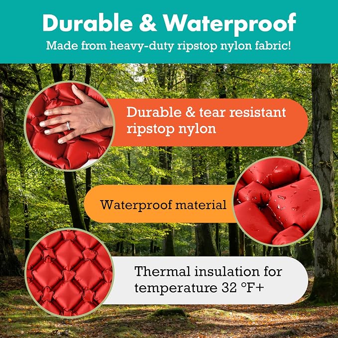 Sleepingo Ultralight Sleeping Mat - Inflatable & Compact Camping Air Mattress for Backpacking, Hiking- New