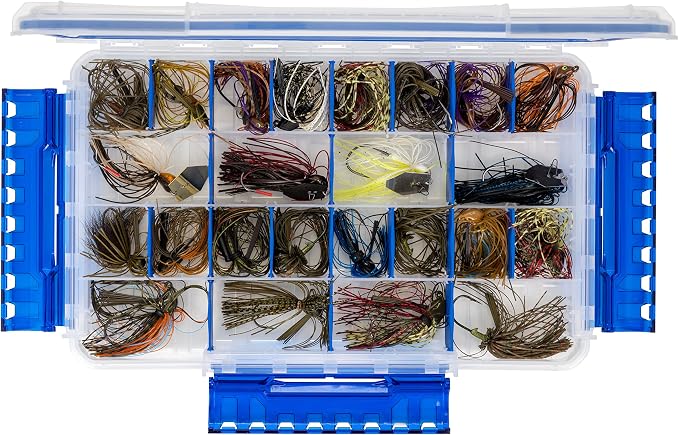 Flambeau Outdoors Fully Divided Slim Waterproof Ultimate Tuff Tainer | 28 Compartments, Removable Zerust Anti-Corrosion Dividers, Tackle Storage Customization, 14" x 8.9" x 1.7"