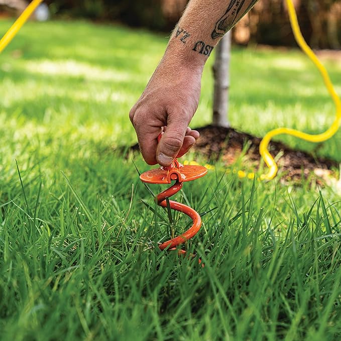 Vortex (1-Pack) 16" Spiral Ground Anchors, Steel Screw In with Folding Ring, 425 lb Pull Force, Orange ANCFR16-ORG-A