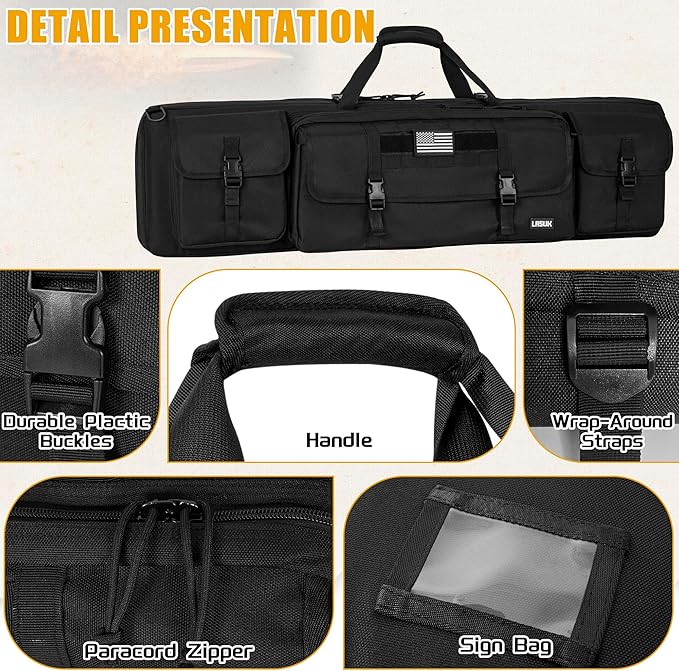 28" 32" 36" 42" 46" 48" 51" 55" Soft Double Rifle Bag, Portable Long Rifle Bag for Outdoor Hunting Shooting, Gun Case Storage & Transportation, with Multiple Colors