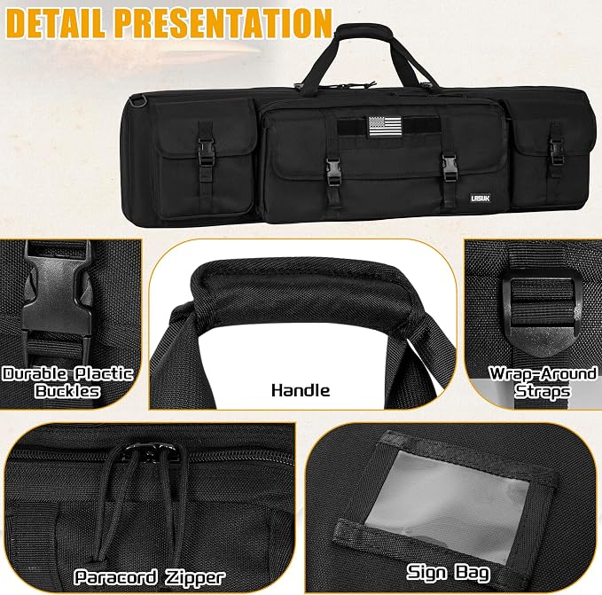 28" 32" 36" 42" 46" 48" 51" 55" Soft Double Rifle Bag, Portable Long Rifle Bag for Outdoor Hunting Shooting, Gun Case Storage & Transportation, with Multiple Colors