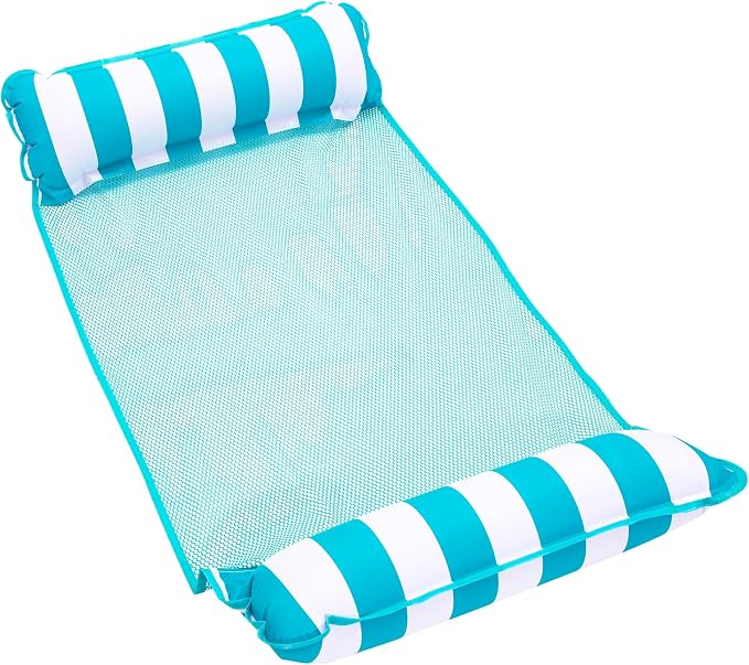 Aqua Original 4-in-1 Monterey Hammock Pool Float & Water Hammock – Multi-Purpose, Inflatable Pool Floats for Adults – Patented Thick, Non-Stick PVC Material – Light Blue