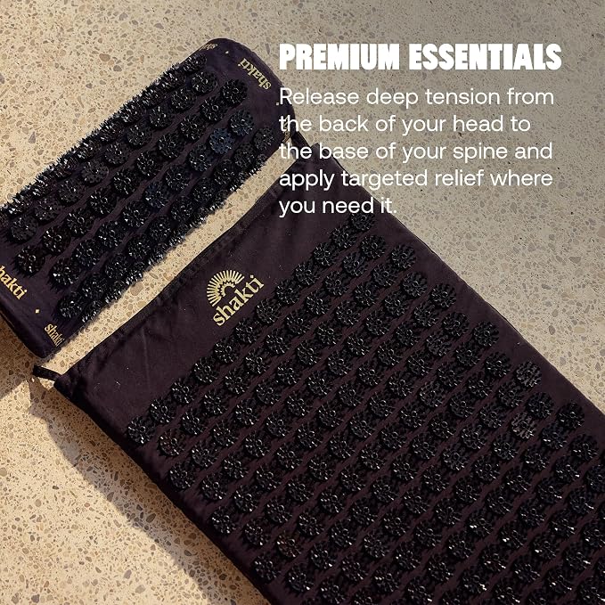ShaktiMat Acupressure Mat for Relaxation, Massage Muscles, Aid Sleep & Unlock Inner Tension, Similar to Acupuncture, No Needles Required (Classic, Level 1, Shakti Black)