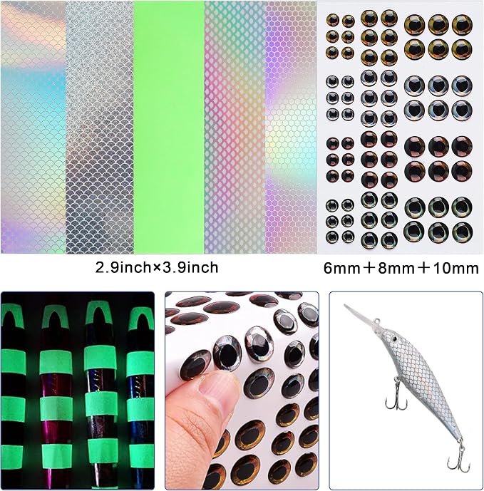 OROOTL Fishing Lure Making Kit, 166pcs DIY Fishing Lure Making Supplies Unpainted Fishing Baits Blanks Eyes Stickers Treble Hooks Make Your Own Fishing Lures