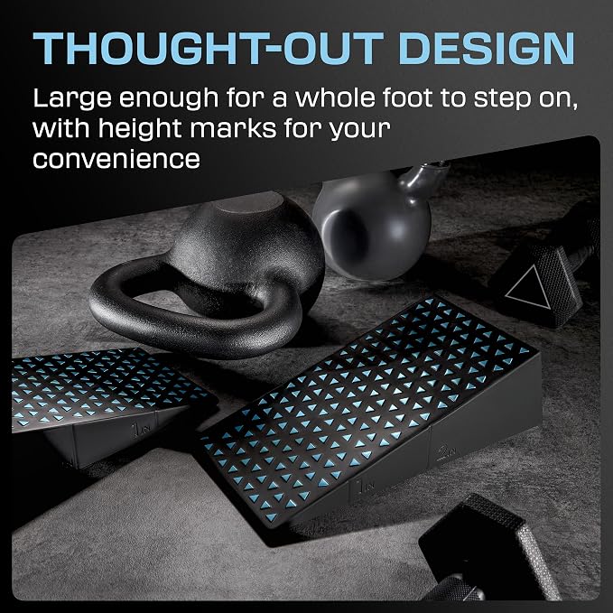 Flexelent Squat Wedge Block Pair, Squat Ramp, Calf Raise Block, Anti-Slip Slant Board, ATG Equipment to Boost Workout, 17° Incline, 3.5x5.9x12.2, Backpack Included - Pastel Duo (Light Blue & Pink)