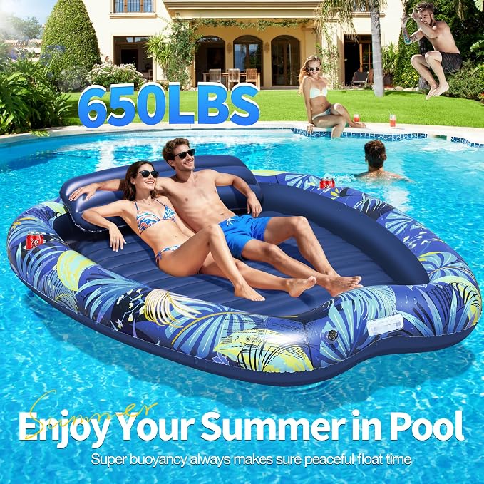 Sinbyuer Inflatable Pool Floats Adult, Pool Float, Thickened Pool Float Recliner Pool Rafts, Floating Pool Chair Water Floaties