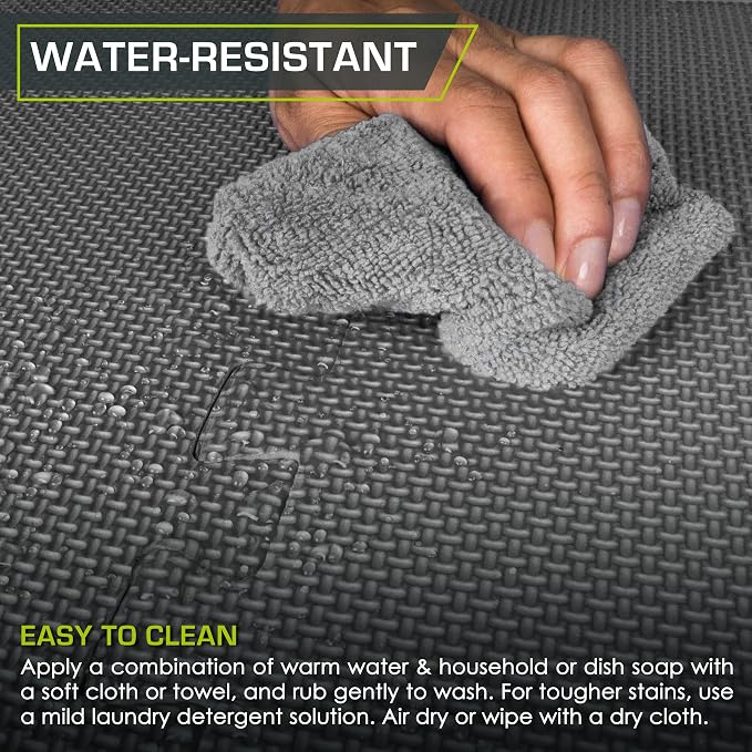 ProsourceFit Weaved Pattern Extra Thick Exercise Puzzle Mat 1-inch, EVA Foam Interlocking Tiles for Protective, Cushioned Flooring for Home and Gym Equipment; Gray, 48 SQ FT, 12 Tiles
