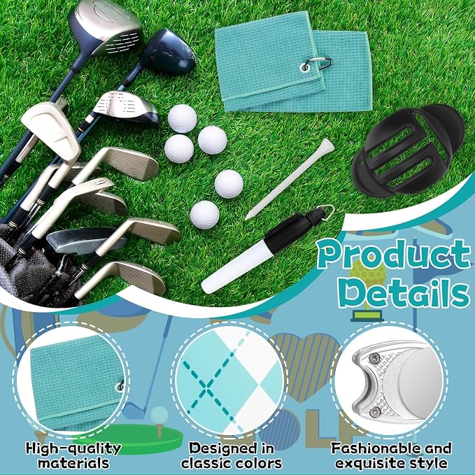 Golf Accessories Kit Golf Club Cleaning Kit Club Groove Cleaner Brush Divot Repair Tool Golf Towel with Clip Ball Bag with Hook Ball Alignment Kit Marking Pen Golf Gift Set Women