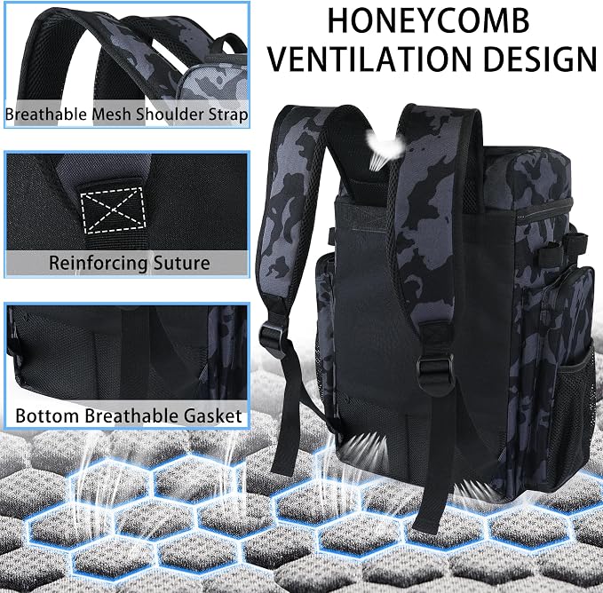 Fishing Backpack with 4 Tackle Boxes, 45L Large Tackle Bag & Fishing Tackle Backpack for Fishing, Camping, Hiking,Camouflage