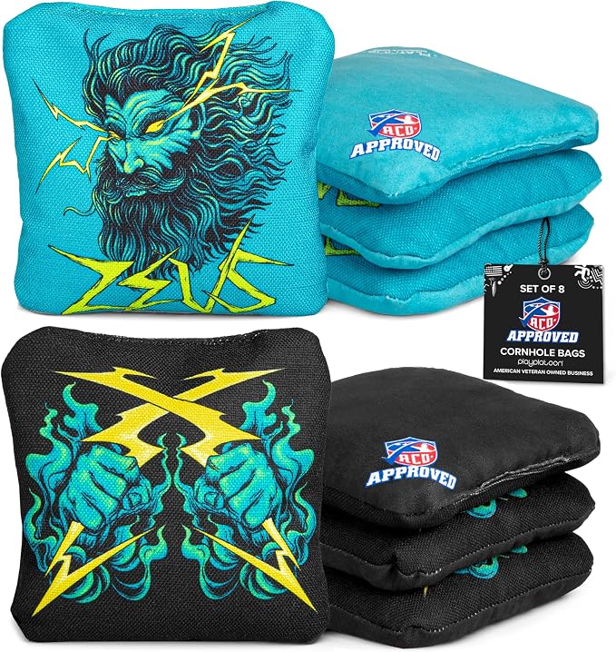 Play Platoon Cornhole Bags Set of 8 Regulation Professional Corn Hole Bean Bags ACO Approved, Competition Weight, Slick and Stick