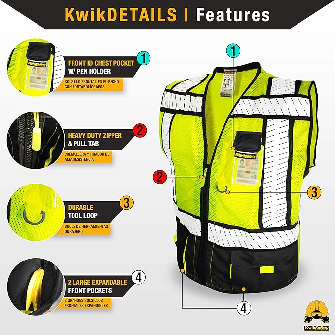 KwikSafety - SHERIFF & SPECIALIST Safety Vest [Multi-Use Pockets] Class 2 & Class 3 Hi Vis ANSI OSHA Safety Vest for Men