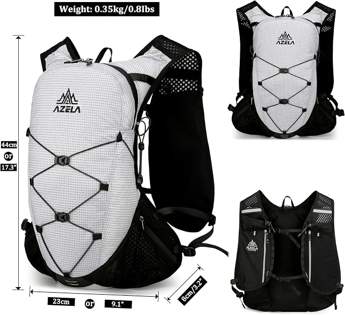 Lightweight Hydration Vest Backpack for Running, Cycling, Hiking, Bladder Pack with Bottle Holder for Outdoor Sports (WHITE, No Trekking BAG)