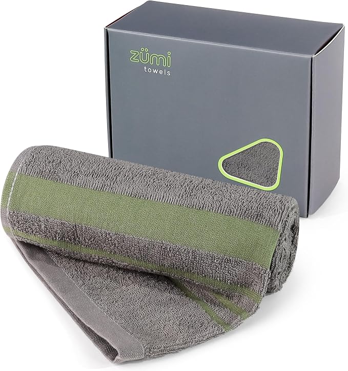 Zumi MINI 100% Cotton Camping Travel Towel - Small, Ultralight, Fast Drying, Highly Absorbent, Soft and Gentle on the Skin, Safe for the Planet (28"x13" Gray)