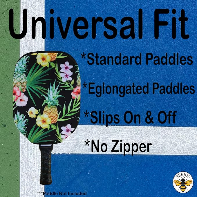 BeeJos Hawaiian Collection: Premium Slip-On Pickleball Paddle Cover-Fits Standard Size Paddles-Zipperless (Paddle not Included)