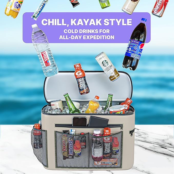 TidyFriend Kayak Cooler Behind Seat, Waterproof Cooler for Kayaking, Kayak Accessories Cooler Bag, Compatible with Lawn Chair Seat, Portable Ice Chest, Keeps Drinks Cold, Travel, Beach, Lunch