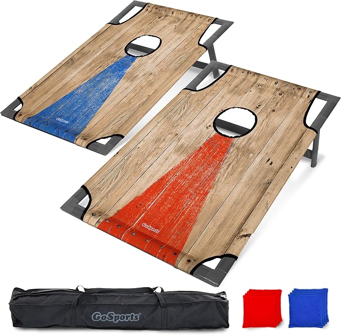 GoSports Portable Cornhole Set with Carry Case - Outdoor Lawn Bean Bag Toss Game for Adults and Family - Beach, Camping, Yard Games & More
