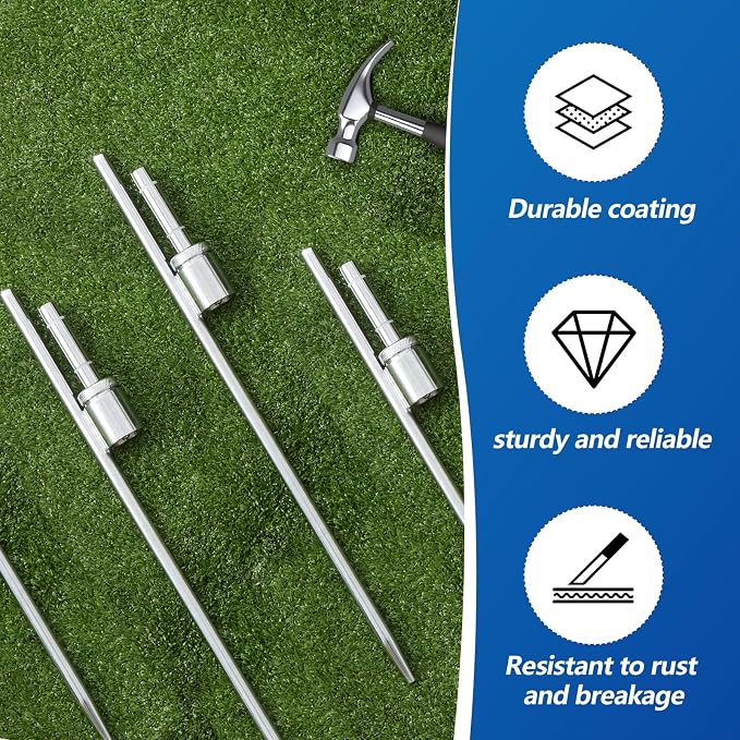 Pelopy 6 Pcs Feather Flag Ground Spike Ground Stake Flag Base Heavy Duty Flags Pole Holder for Outdoor Banner Stakes Fits Poles with 0.65 Inch Inner Diameter, Stake Only (20 Inch)