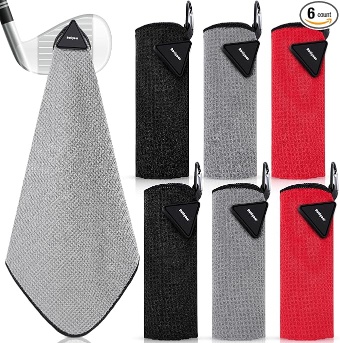 Batiyeer Magnetic Golf Towel Bulk 16" x 16" Microfiber Fabric Towels with Clip Waffle Absorbent Strength Magnet Golf Accessories Ball Cleaner for Carts Men