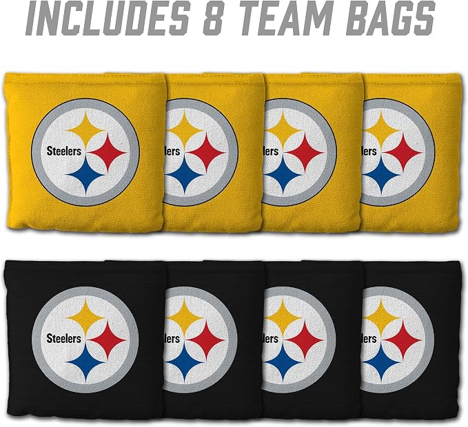 YouTheFan Officially-licensed NFL Set of 8 Cornhole Bags - All Weather Dual Sided Slide & Stop - regulation size
