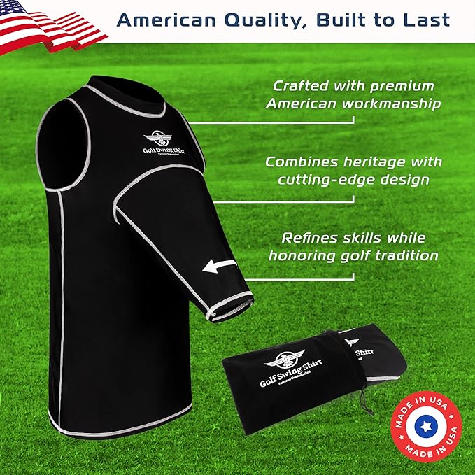 GOLF SWING SHIRT Trainer – Slip-On Training Aid for Swing Correction, Real-Time Feedback, Unisex, Black