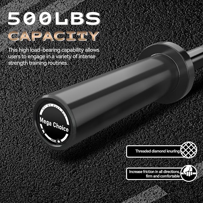 GaveeLife Olympic Barbell Bar for Weightlifting - 7FT Heavy Duty (1500LB/700LB), 4FT Short (500LB), 4FT EZ Curl Bar - Weight Bar Fit 2” Standard Weights - Home Gym Strength Training