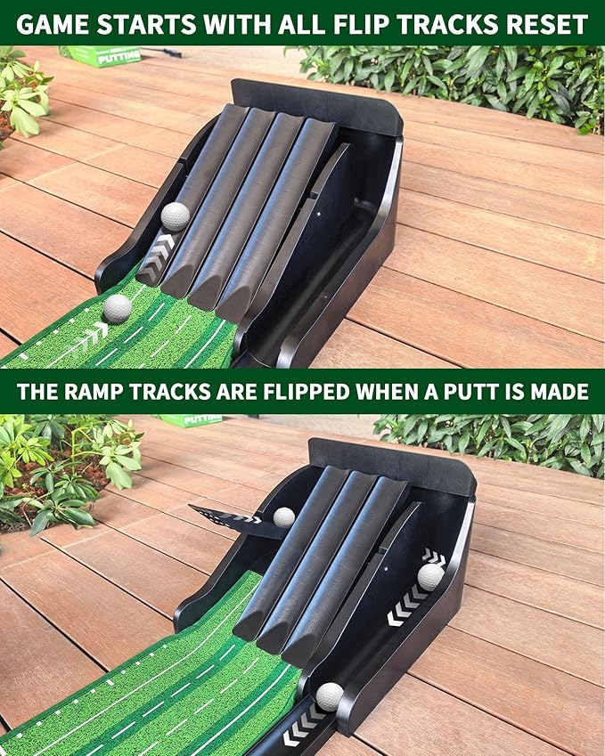Putting Green Indoor - Practice Uphill Putts, Golf Putting Mat with Auto Ball Return, Golf Training Aid for Home, Office, Backyard, Party Game, Great Gifts for Men Dad