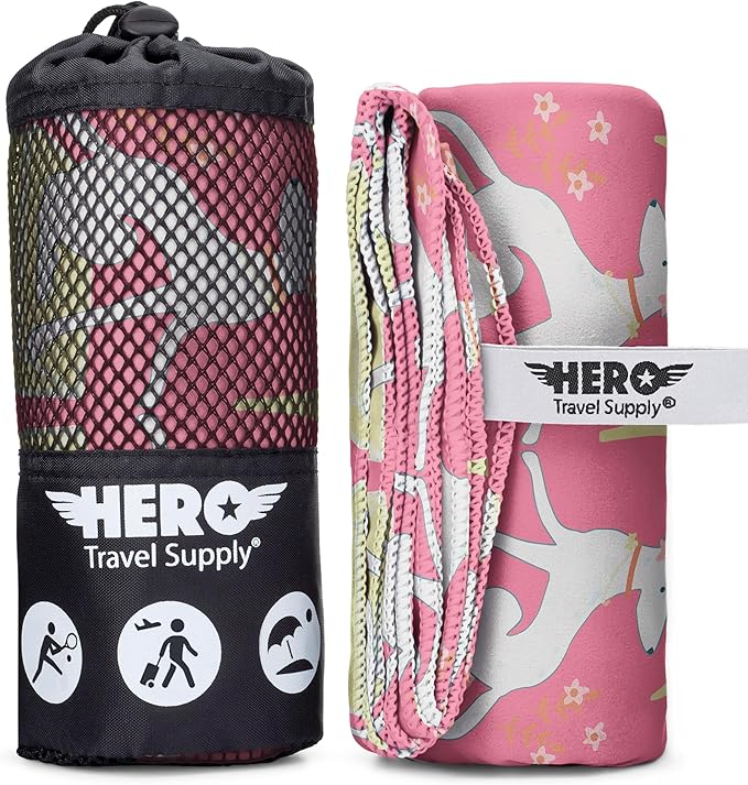 Hero Microfiber Large Beach Towel Compact for Travel (Be Pawsitive, 40" x 72")