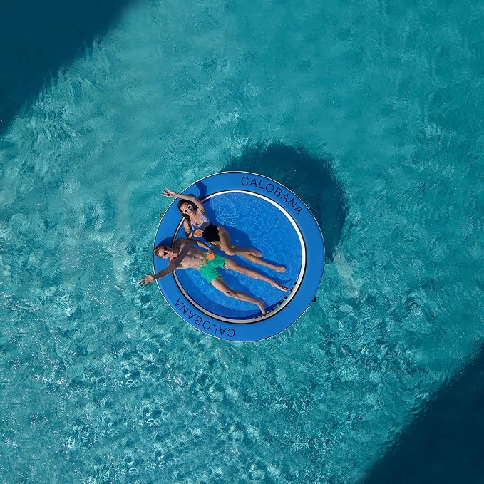 CALOBANA Round Floating Ring Inflatable Water Hammock Heavy Duty River Floats Lake Raft for Adults Tanning Pool Lounger Float Island Platform Pad Mat for Party