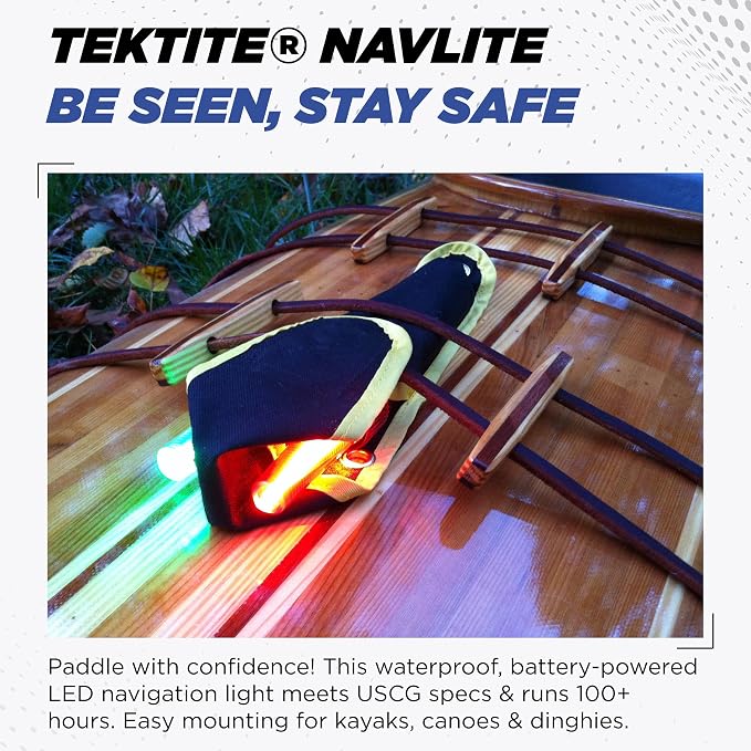 TEKTITE® Navlite LED Navigation Lights for Boats – Portable Waterproof Red Green Bow & Stern Lighting Kit, Battery Powered Nav Lights for Kayak, Pontoon, Dinghy, Paddle Board, Jon Boat & Night Fishing