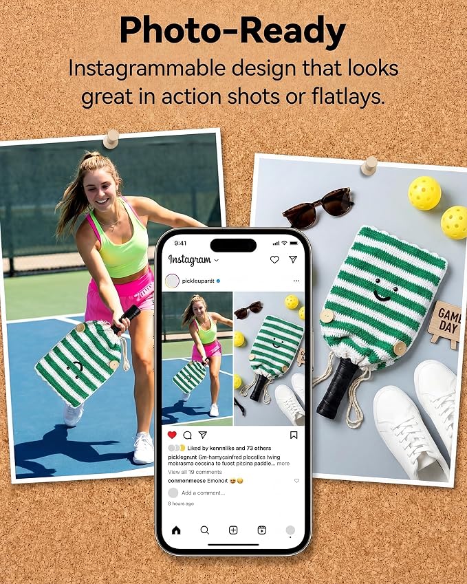 Crochet Pickleball Paddle Cover Gift - Handmade Case for Women&Men - Cute Accessories with Prensent Bag - Ready to Wrap for Players, Friends & Family, Thoughtful Holiday Crochet Set