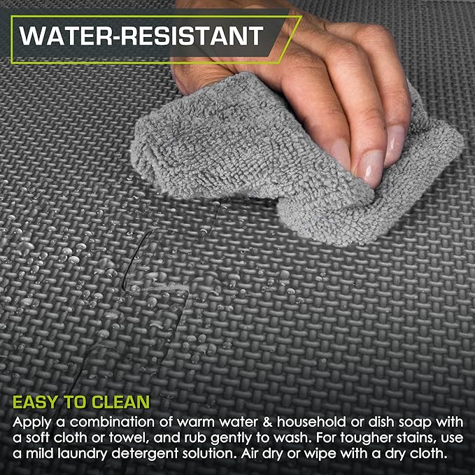 ProsourceFit Weaved Pattern Extra Thick Exercise Puzzle Mat 1-inch, EVA Foam Interlocking Tiles for Protective, Cushioned Flooring for Home and Gym Equipment; Grey, 24 SQ FT, 6 Tiles