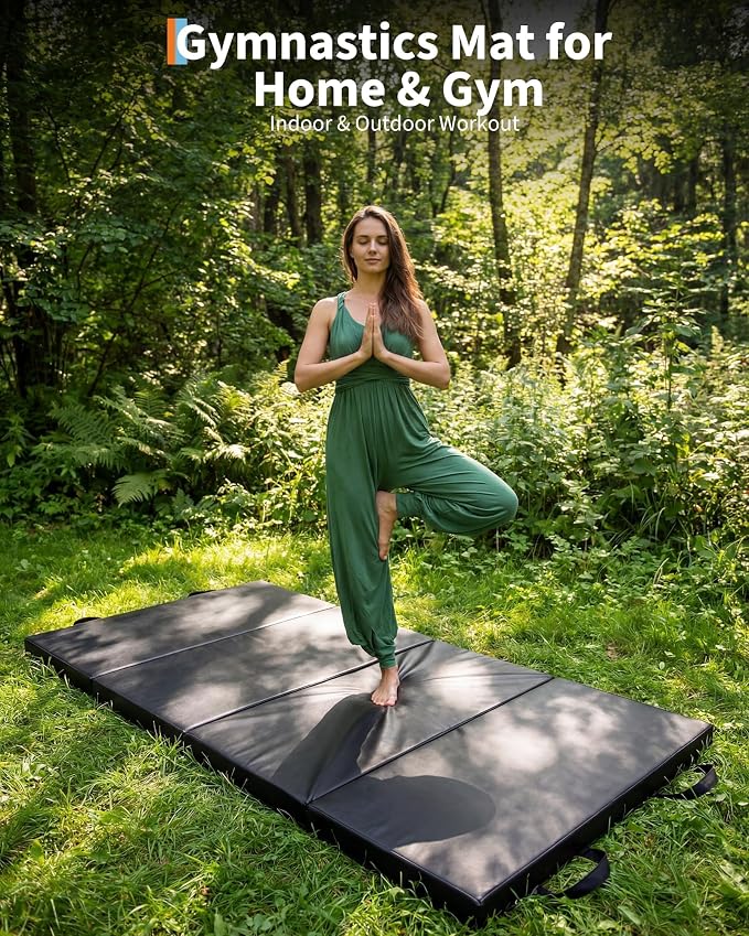 Gymnastics Mat, 6x2/3Ft 2-Inch Thick 4-Fold Exercise Floor Mat for Home Gym, Portable Yoga Mat for Pilates, Aerobics, Martial Arts & Training