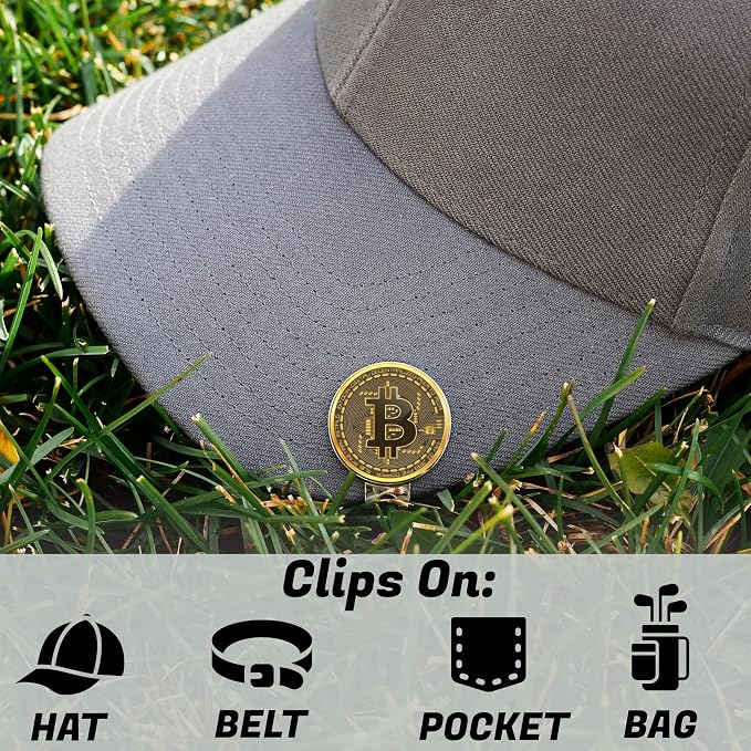 Bitcoin Golf Ball Marker and Bitcoin Golf Ball Stamp- Bundle