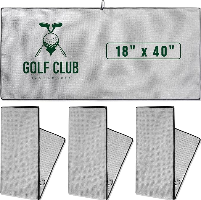 Batiyeer 3 Pack Caddy Golf Towels Summer Gifts Large Caddy Towel for Bags Waffle Pattern with Carabiner Clip Ultra-Absorbent Golfing Gear for Men(Grey,18 x 40 Inch,Classic)
