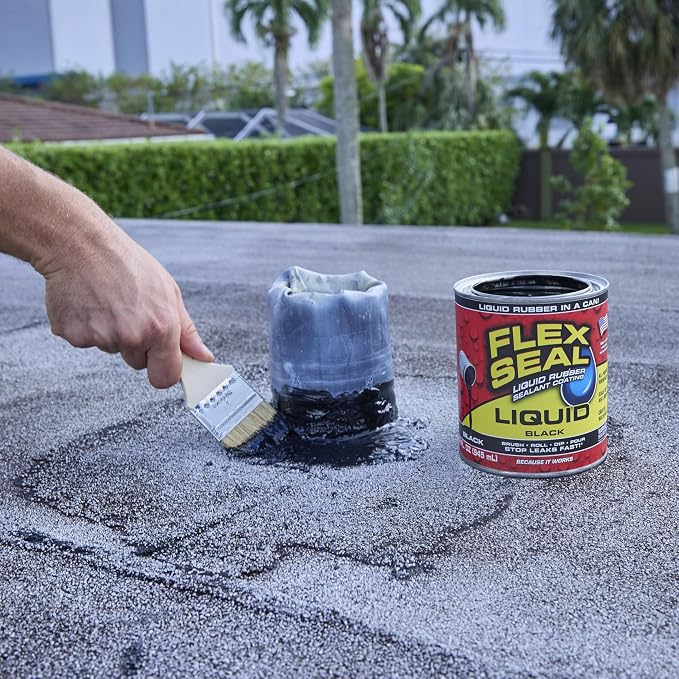 Flex Seal Liquid, Rubber Coating Sealant, Waterproof, Flexible, Breathable, and UV Resistant, Roof Repair, Basements, RV, Campers, Trailers, Marine, EPDM, Masonry, Black, 32 oz
