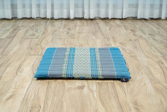 Leewadee Meditation Cushion Set – 1 Small Zafu Yoga Pillow and 1 Small Roll-Up Zabuton Mat Filled with Kapok