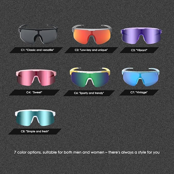 Sunglasses TR90 Frame Anti-Slip Full Coating HD Lens UV400 Protection Cycling Multi-Sport