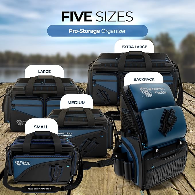 Reaction Tackle Saltwater Fishing Tackle Bags, Water Resistant 1000D PVC Tackle Box Bag with Removable Dividers, Fits 3600 and 3700 Trays, Backpack