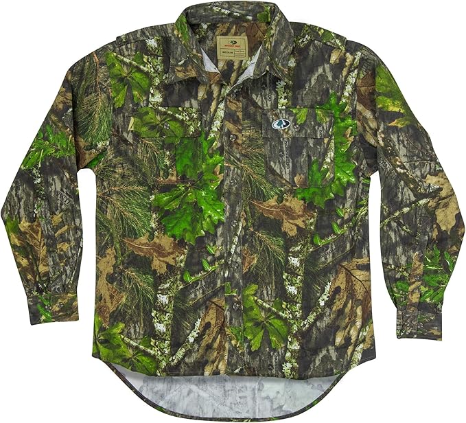 Mossy Oak unisex-adult mens Men's Long Sleeve Camo Hunting Shirts Cotton Mill
