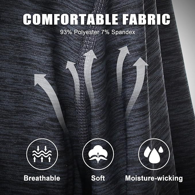 5 Pack Men’s Athletic Active Quick Dry T Shirts - Crew Neck Short Sleeve | Running Gym Workout Sports Tee Tops Bulk