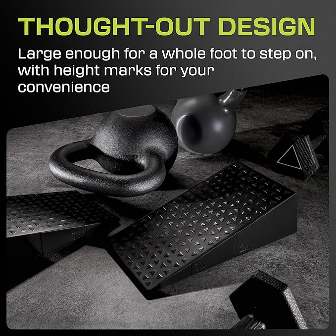 Flexelent Squat Wedge Block Pair, Squat Ramp, Calf Raise Block, Anti-Slip Slant Board, ATG Equipment to Boost Workout, 17° Incline, 3.5x5.9x12.2, Backpack Included - Classic & Bold (Black & Red)