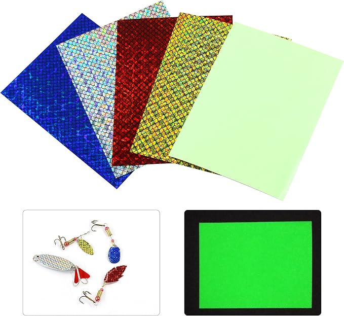 Fishing Lure Tape Stickers,15/30pcs Reflective Fish Scales Lures Bait Sticker Holographic Adhesive Film Flash Lure Tape for DIY Fishing Lures Making Accessories Crafts Tool