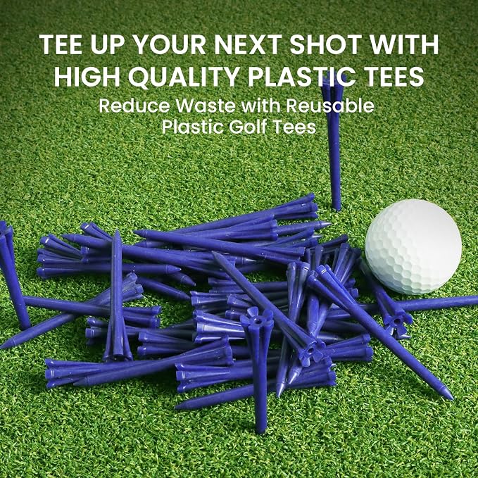 FINGER TEN Golf Tees Plastic Unbreakable Easy to Find Bulk Value 200/500/1000 Count, 2 3/4 3 1/4 Inch Tee Driving Range Reduce Friction, Green Red White USA Flag Practice